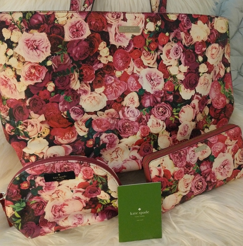 Kate Spade floral tote makeup bag